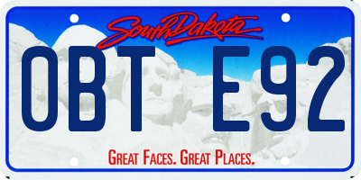 SD license plate 0BTE92