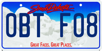 SD license plate 0BTF08