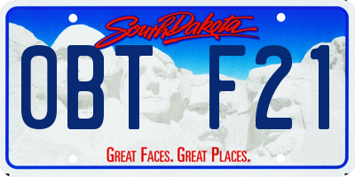 SD license plate 0BTF21