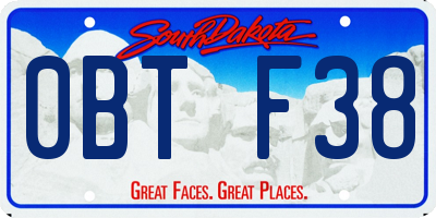 SD license plate 0BTF38