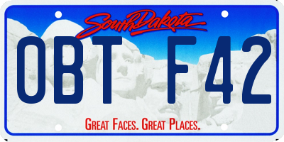 SD license plate 0BTF42