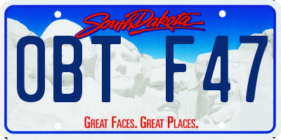 SD license plate 0BTF47