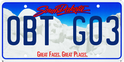 SD license plate 0BTG03