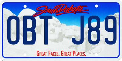 SD license plate 0BTJ89