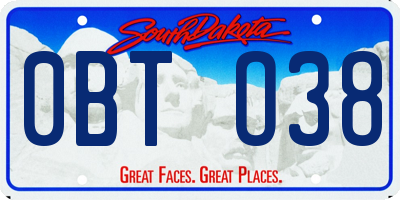 SD license plate 0BTO38