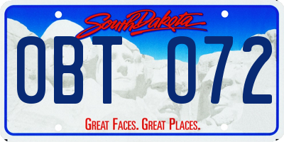 SD license plate 0BTO72