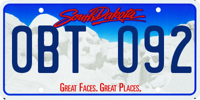SD license plate 0BTO92