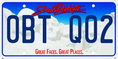 SD license plate 0BTQ02