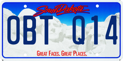 SD license plate 0BTQ14