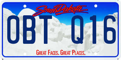 SD license plate 0BTQ16