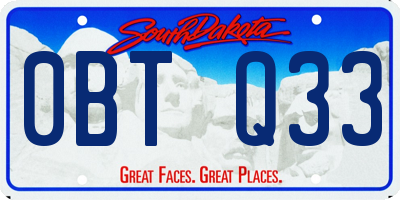 SD license plate 0BTQ33