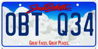 SD license plate 0BTQ34