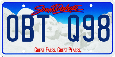 SD license plate 0BTQ98