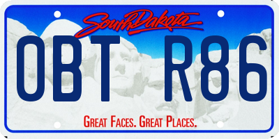 SD license plate 0BTR86