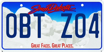 SD license plate 0BTZ04