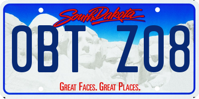 SD license plate 0BTZ08