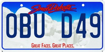 SD license plate 0BUD49