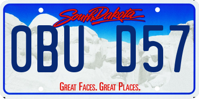 SD license plate 0BUD57