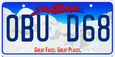 SD license plate 0BUD68