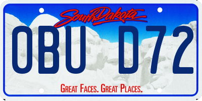 SD license plate 0BUD72