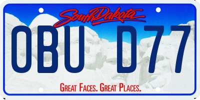 SD license plate 0BUD77