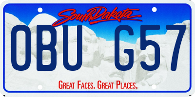 SD license plate 0BUG57