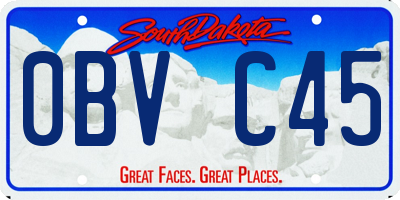 SD license plate 0BVC45