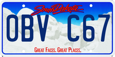 SD license plate 0BVC67