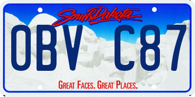 SD license plate 0BVC87