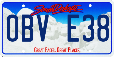SD license plate 0BVE38