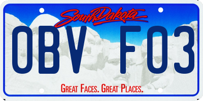 SD license plate 0BVF03