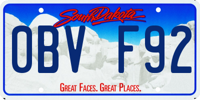 SD license plate 0BVF92
