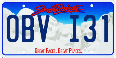 SD license plate 0BVI31