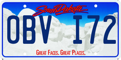 SD license plate 0BVI72