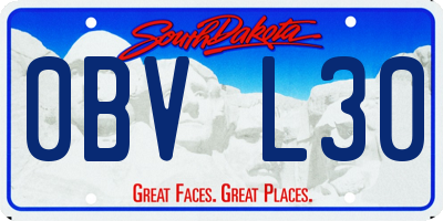 SD license plate 0BVL30