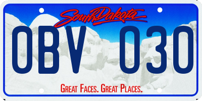 SD license plate 0BVO30