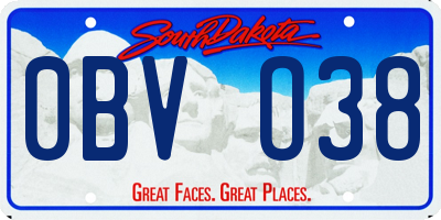 SD license plate 0BVO38