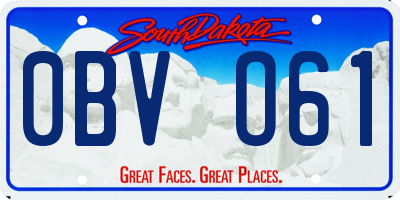 SD license plate 0BVO61