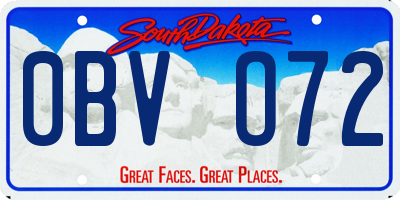SD license plate 0BVO72