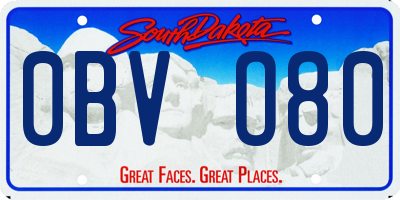 SD license plate 0BVO80