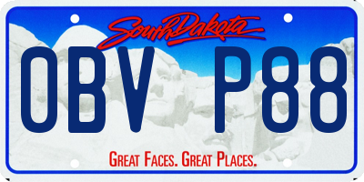 SD license plate 0BVP88