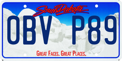 SD license plate 0BVP89