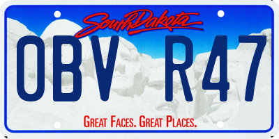 SD license plate 0BVR47