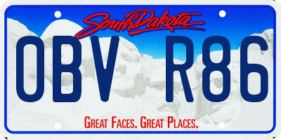 SD license plate 0BVR86