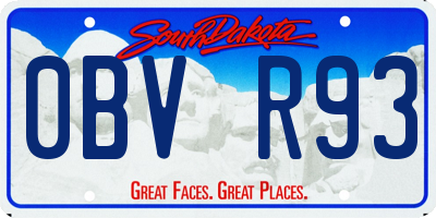 SD license plate 0BVR93