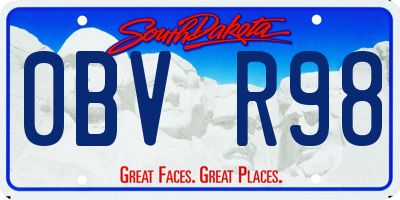 SD license plate 0BVR98