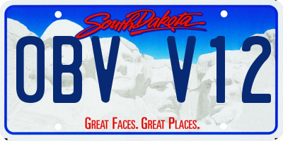 SD license plate 0BVV12