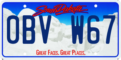 SD license plate 0BVW67