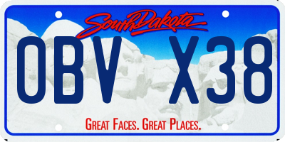 SD license plate 0BVX38
