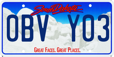 SD license plate 0BVY03